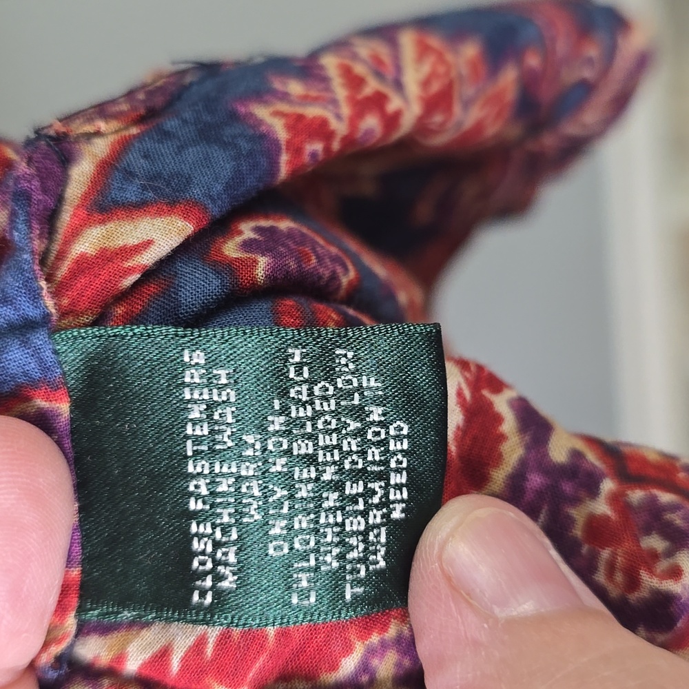 Lauren Ralph Lauren Pink and Blue Ruffled Blouse, Size 1X - Picture 4 of 4